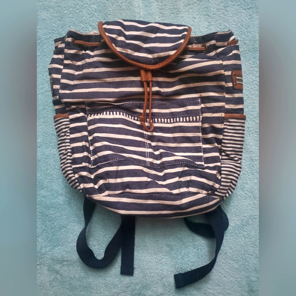 AE navy blue/white striped backpack